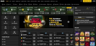 Interfaccia principale di BWIN Casino con scommesse sportive, bonus di benvenuto e giochi popolari